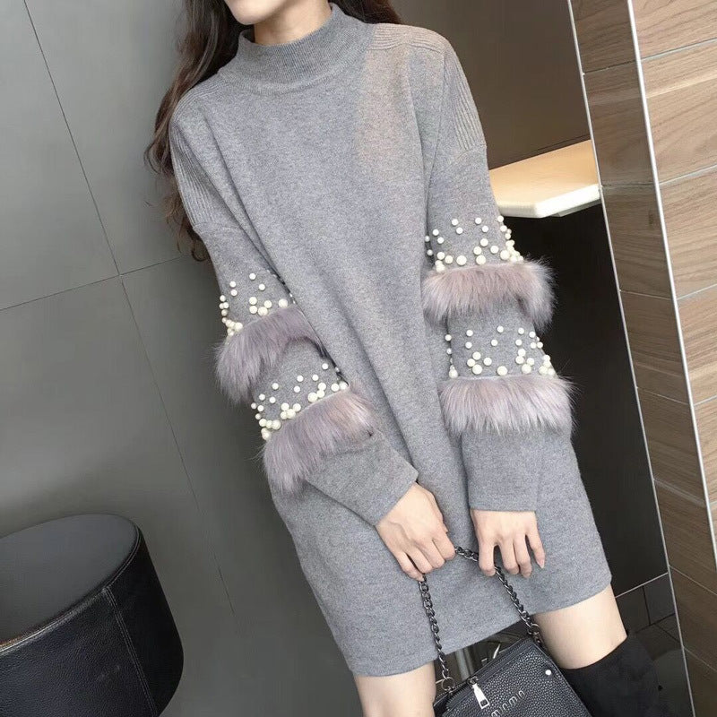 【Dress】ビーズデザインニットワンピース W8467