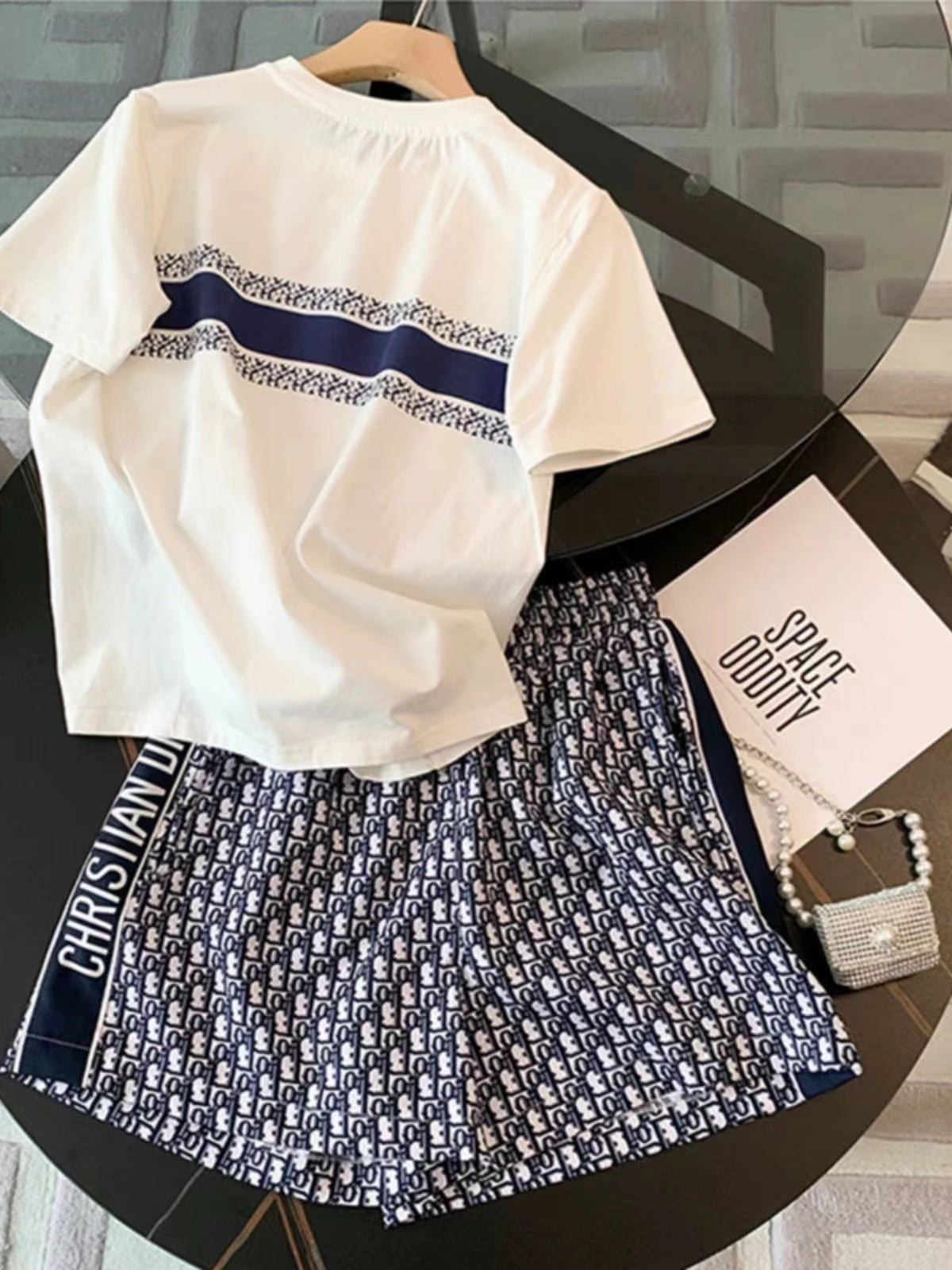 【Set】新入荷~半袖Tシャツ + パンツプリント2点セット W10805