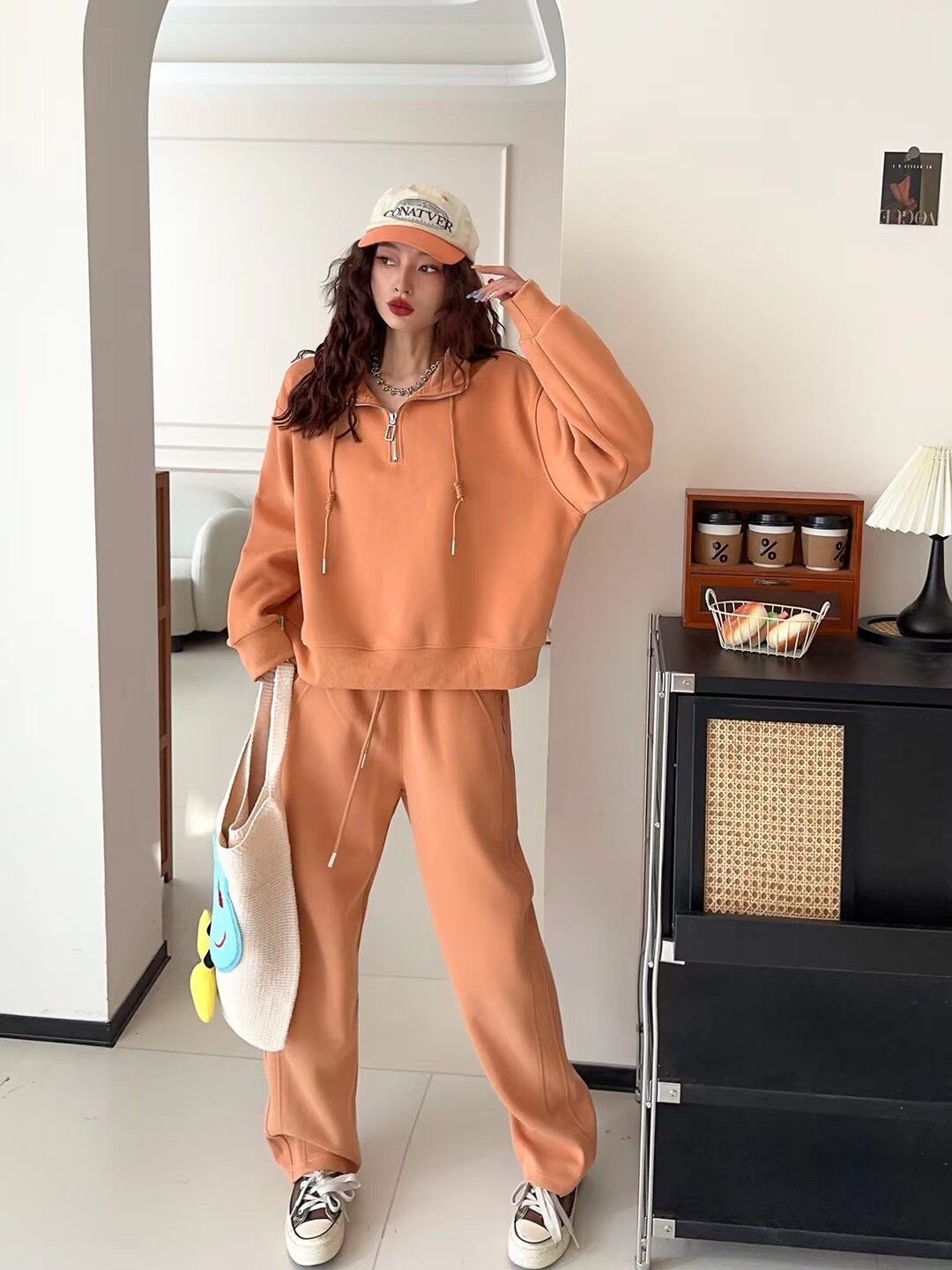 【set】パーカー×カジュアルパンツセット  W10555