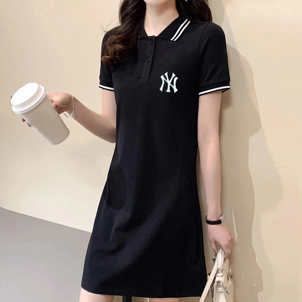 【Dress】2色POLOネックワンピース W12698
