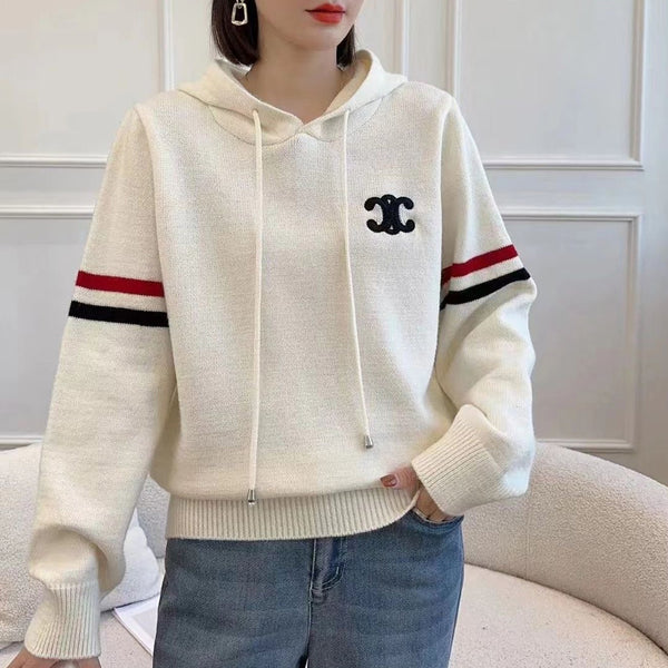【Tops】フード付きニット W13338