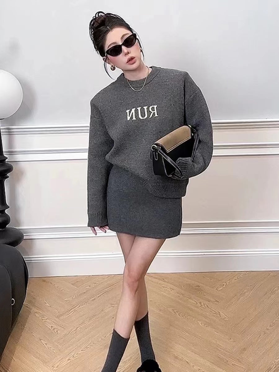 【Set】アンサンブルセット ニット + スカート  W10289