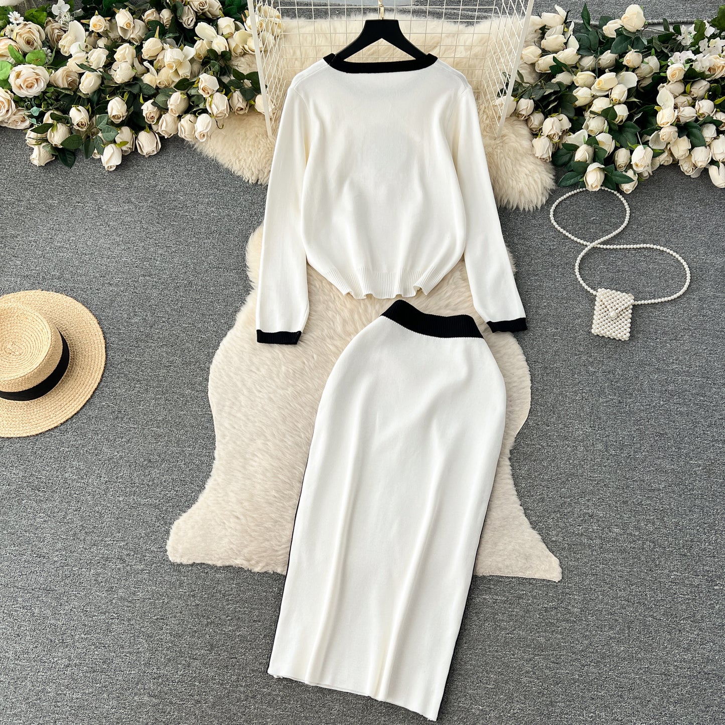 【Set】4色ニット2点セット W14097