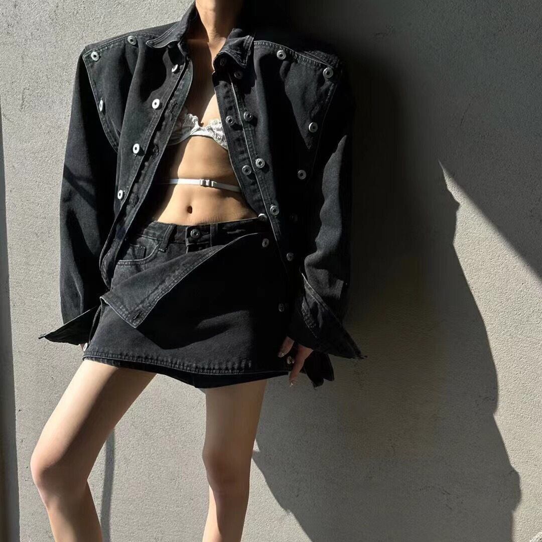 【set】デニムジャケット+スカートセットアップF6931