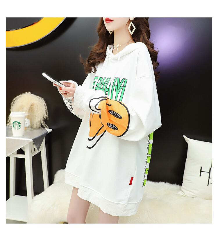 【tops】美人度アップカートゥーンプリントパーカーゆったり2色