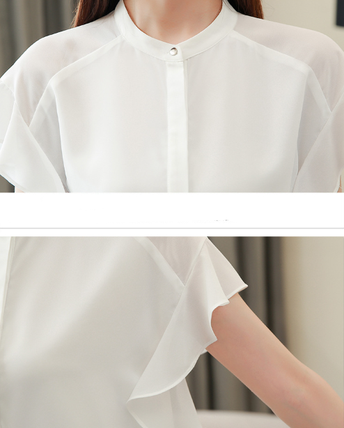 【Tops】新作アイテム~韓国ファッションins風フリル夏シフォンブラウス2色展開 W-5375