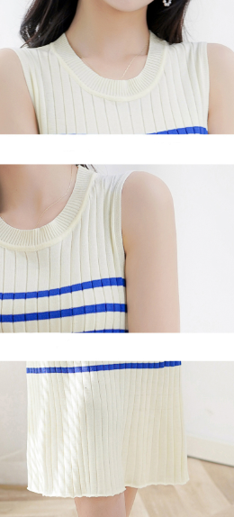 【Dress】絶対欲しい~夏ボーダー柄ノースリーブニットワンピース W6835