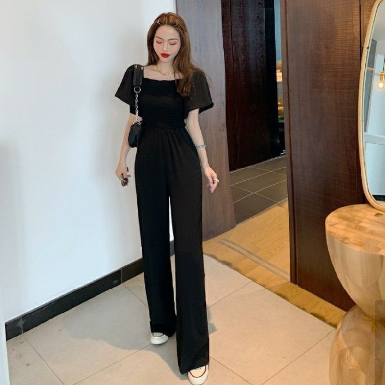 【Set】大人シンプル無地オフショルダー夏オールインワンつなぎ服 Z-5686