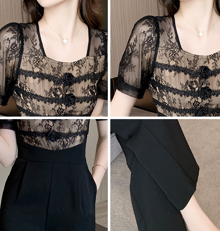 【Set】オシャレ度満点~レース切替ハイウエスト着痩せオールインワン Z-5715