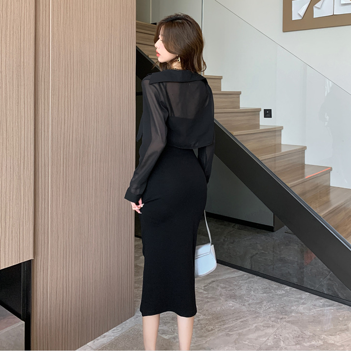 【Set】新作アイテム~フェミニン2点セット 薄手シャツ + キャミワンピ Z-5767