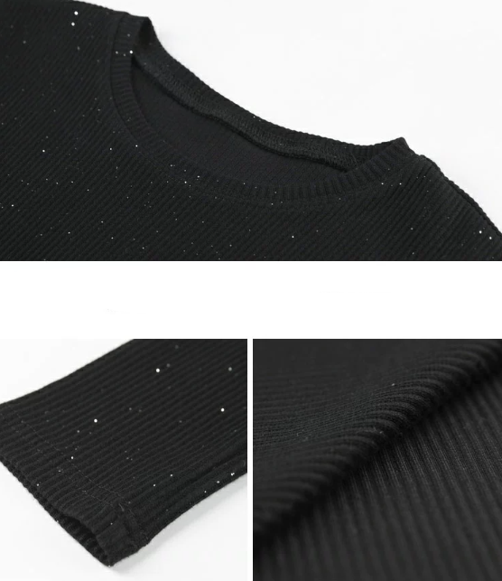 【Dress】スパンコールニットワンピース W7883