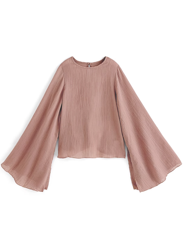 【Tops】袖スリットシアーブラウス W7901