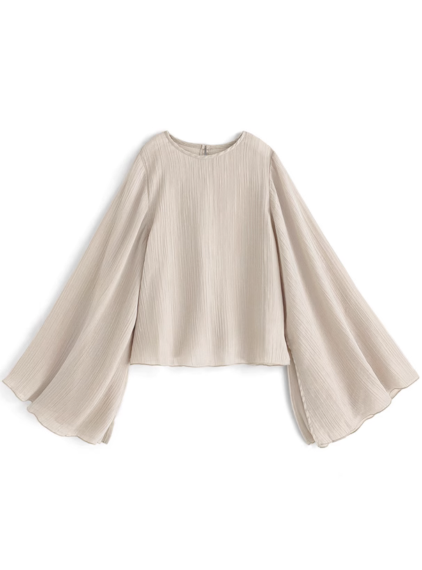 【Tops】袖スリットシアーブラウス W7901