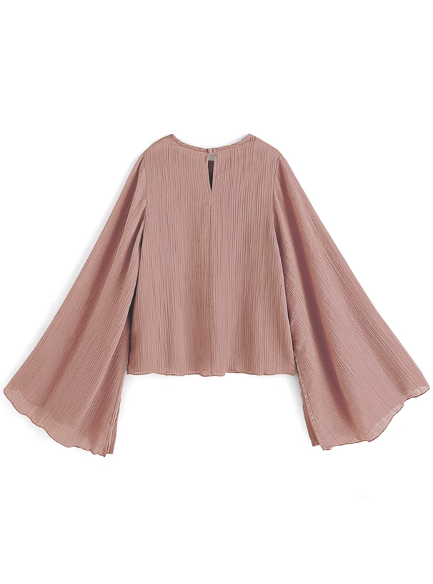 【Tops】袖スリットシアーブラウス W7901