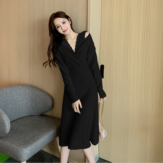 【Dress】カシュクール春秋ニットワンピース Z-5888