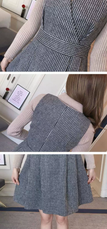 【Set】ニット+ワンピース 通勤2点セット W8209