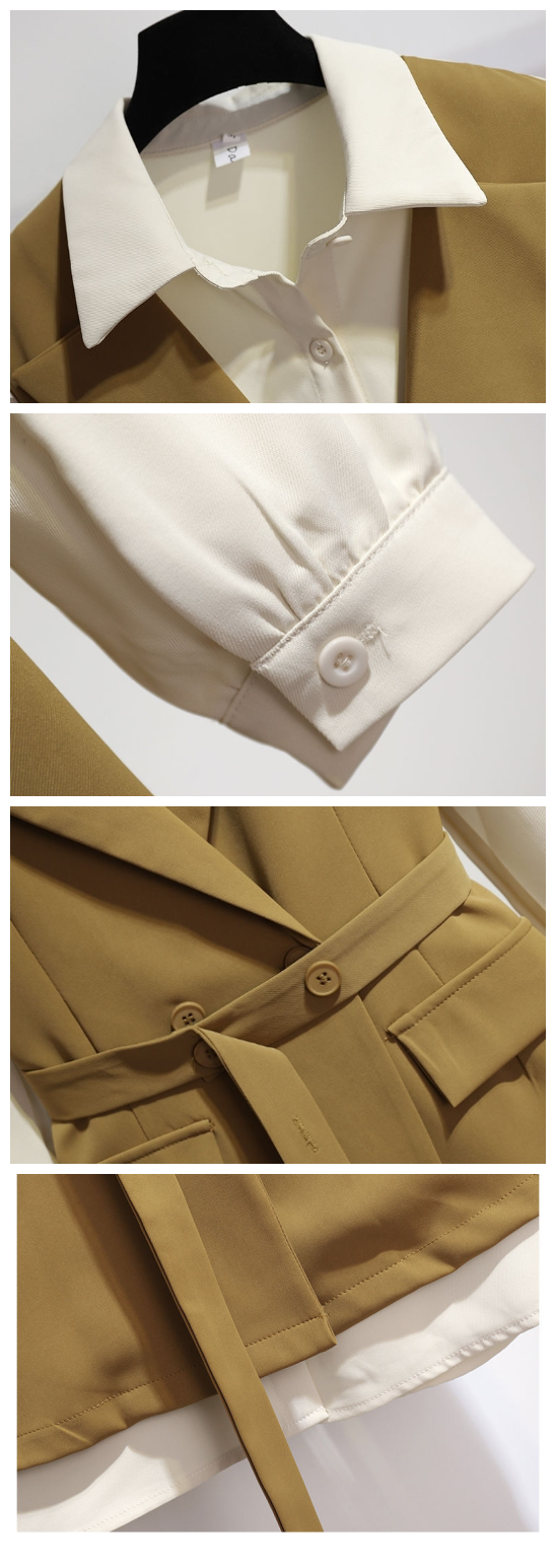 【Dress】フェイクレイヤードシャツワンピース W8338