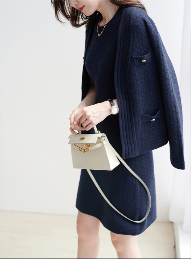 【Set】ニット2点セット カーデ + ワンピース Z-5936