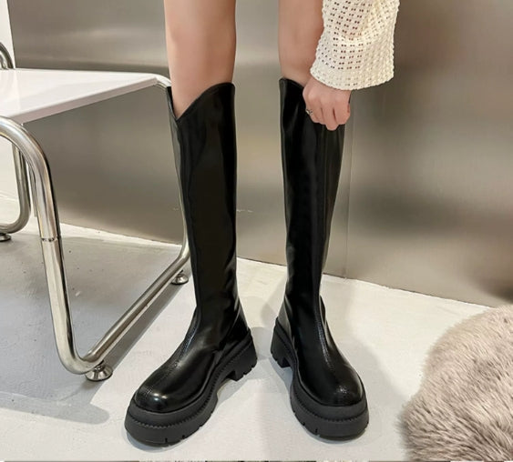 【Shoes】大人シンプルロングブーツ W8585