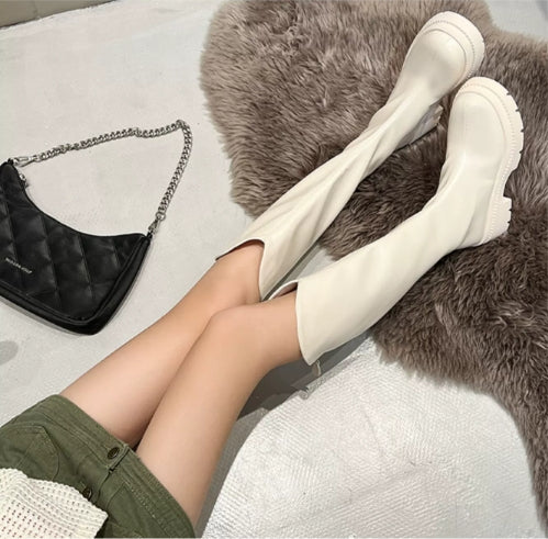 【Shoes】大人シンプルロングブーツ W8585