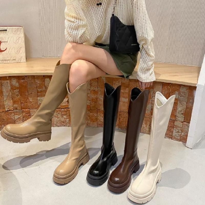 【Shoes】大人シンプルロングブーツ W8585