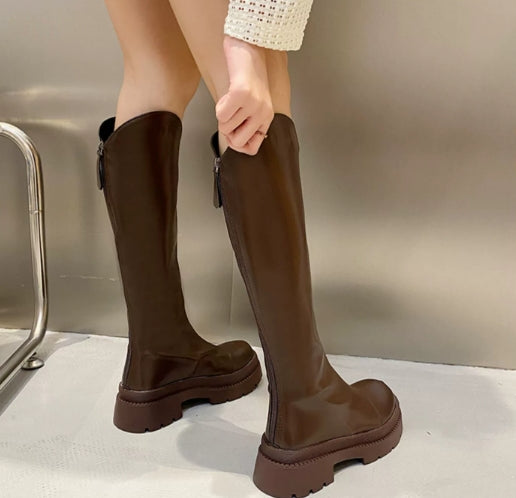 【Shoes】大人シンプルロングブーツ W8585