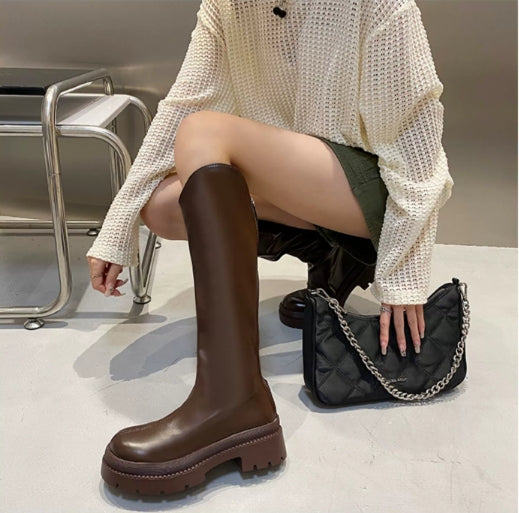 【Shoes】大人シンプルロングブーツ W8585