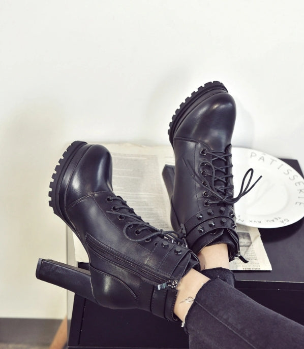 【Shoes】オフィス通勤ブーツハイヒール W8592