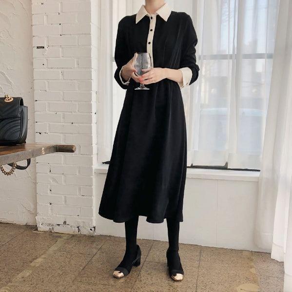 【Dress】配色シャツワンピース W8619
