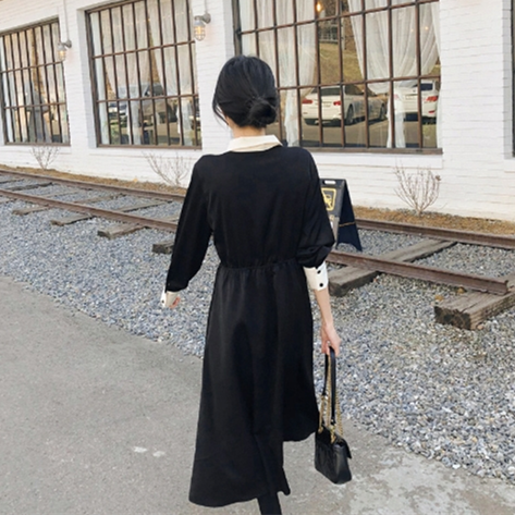 【Dress】配色シャツワンピース W8619