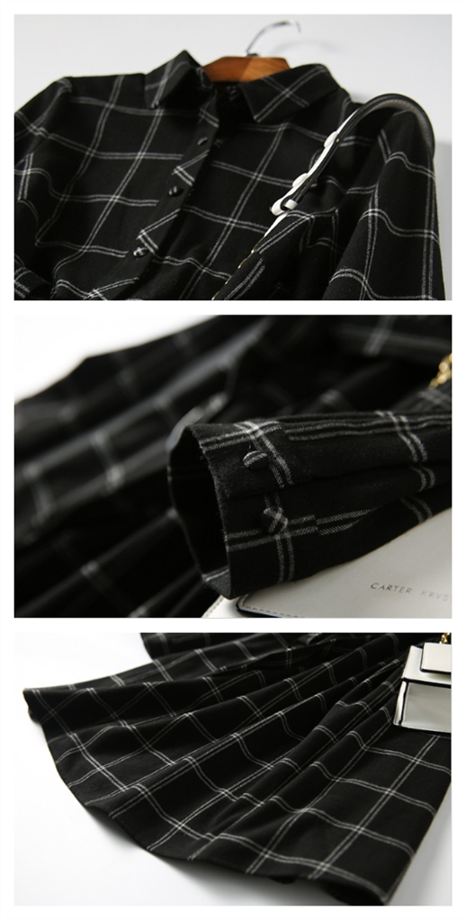 【Dress】チェック柄シャツワンピース W8626