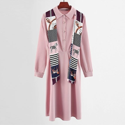 【Dress】切り替えデザインシャツワンピース W8695