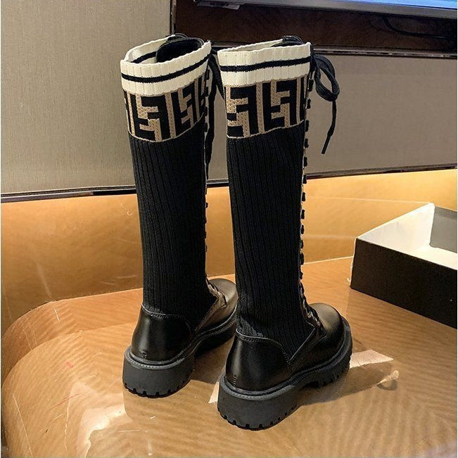 【Shoes】新作アイテム~ニット切替ロングブーツ Z-6058