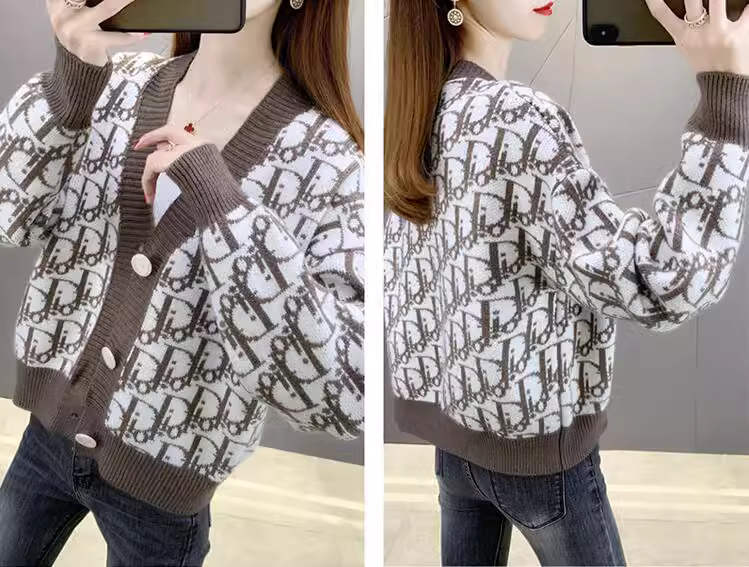 【Outer】新作アイテム~英文字ジャカード春秋カーディガン Z-6086