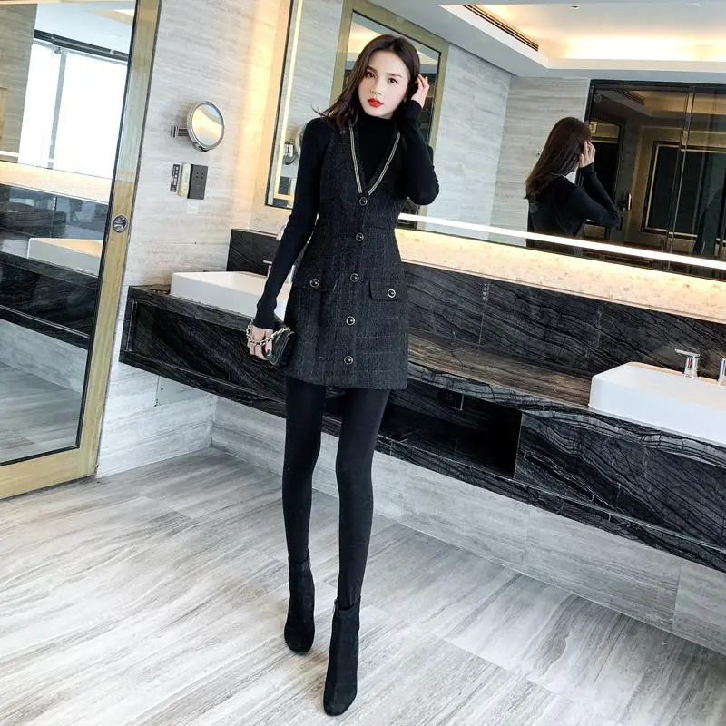 【Set】ニット + ノースリーブワンピー 2点セット Z-6243