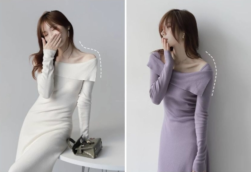 【Dress】フレンチレトロ風ニットワンピース W9573
