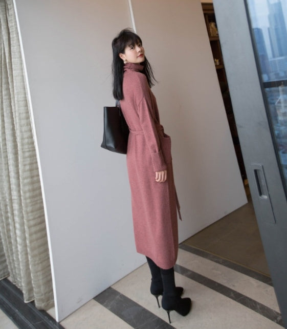 【Dress】3色展開ハイネックニットワンピース W9575