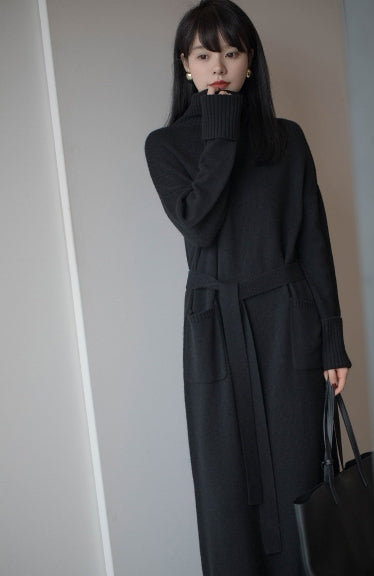 【Dress】3色展開ハイネックニットワンピース W9575