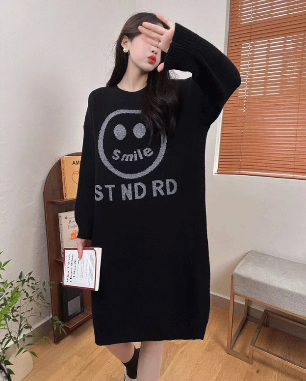 【Dress】新入荷~ニコちゃニットワンピース W9756