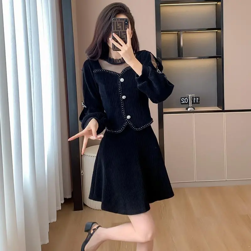 【Set】レイヤード2点セット ジャケット + スカート Z-6456