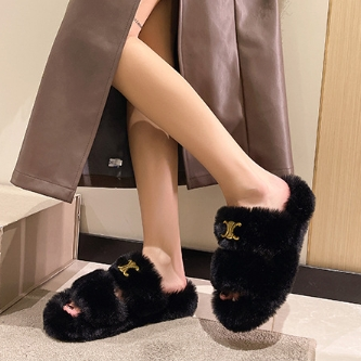 【Shoes】可愛いファースリッパ W9986