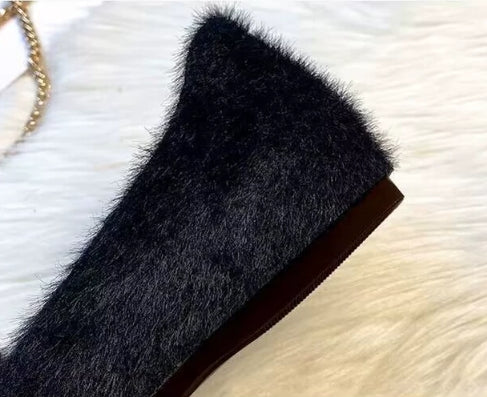 【Shoes】ファーフラットシューズ W10083