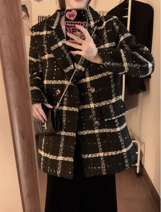 【Outer】チェック柄テーラードジャケット W10258