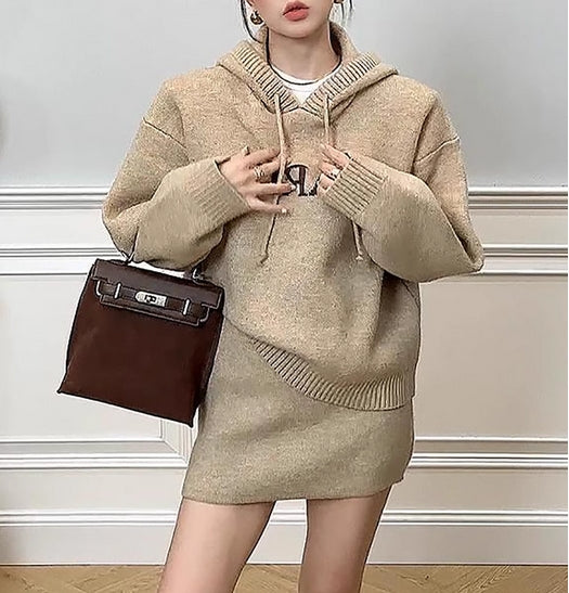 【Set】3色選択可セーター+スカートニットセット    W10288