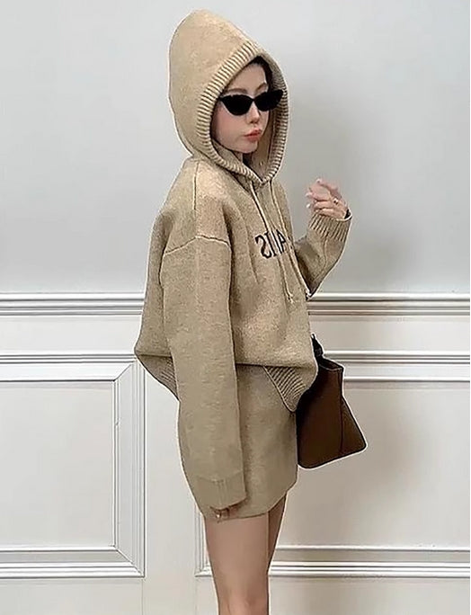 【Set】3色選択可セーター+スカートニットセット    W10288