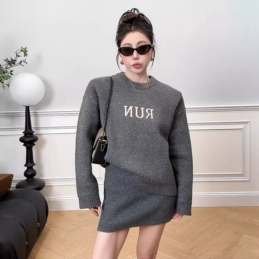 【Set】アンサンブルセット ニット + スカート  W10289