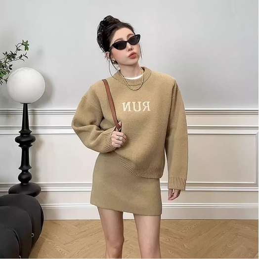 【Set】アンサンブルセット ニット + スカート  W10289