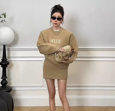 【Set】アンサンブルセット ニット + スカート  W10289