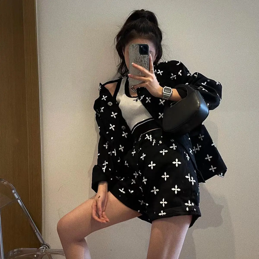 【Set】デニム2点セット ジャケット + ショートパンツ  Z-6752