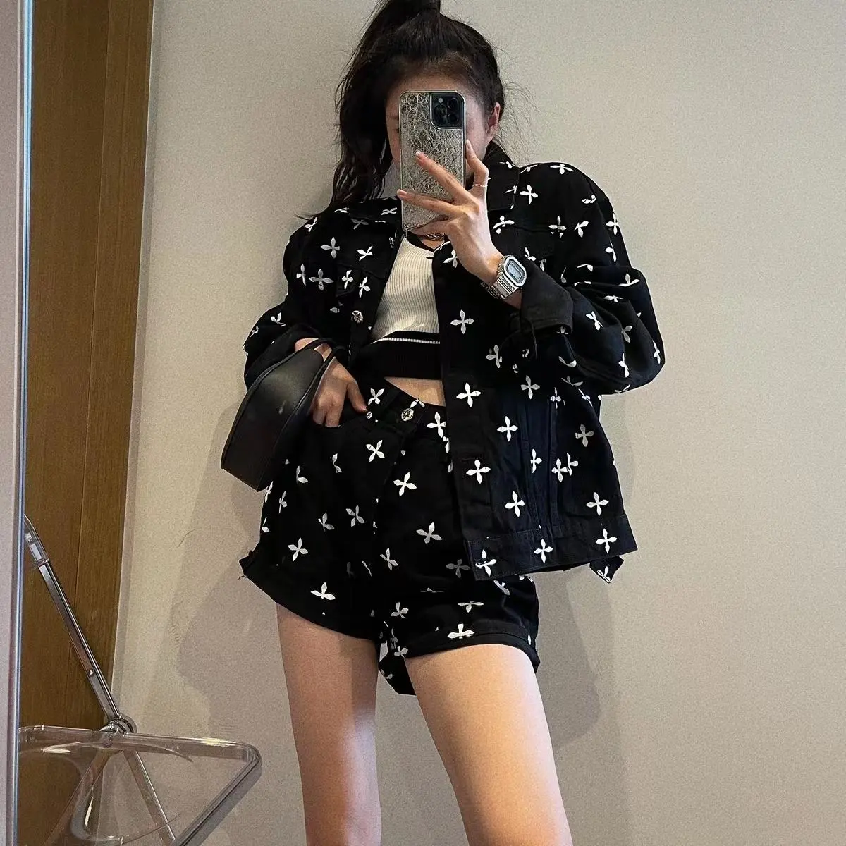 【Set】デニム2点セット ジャケット + ショートパンツ  Z-6752